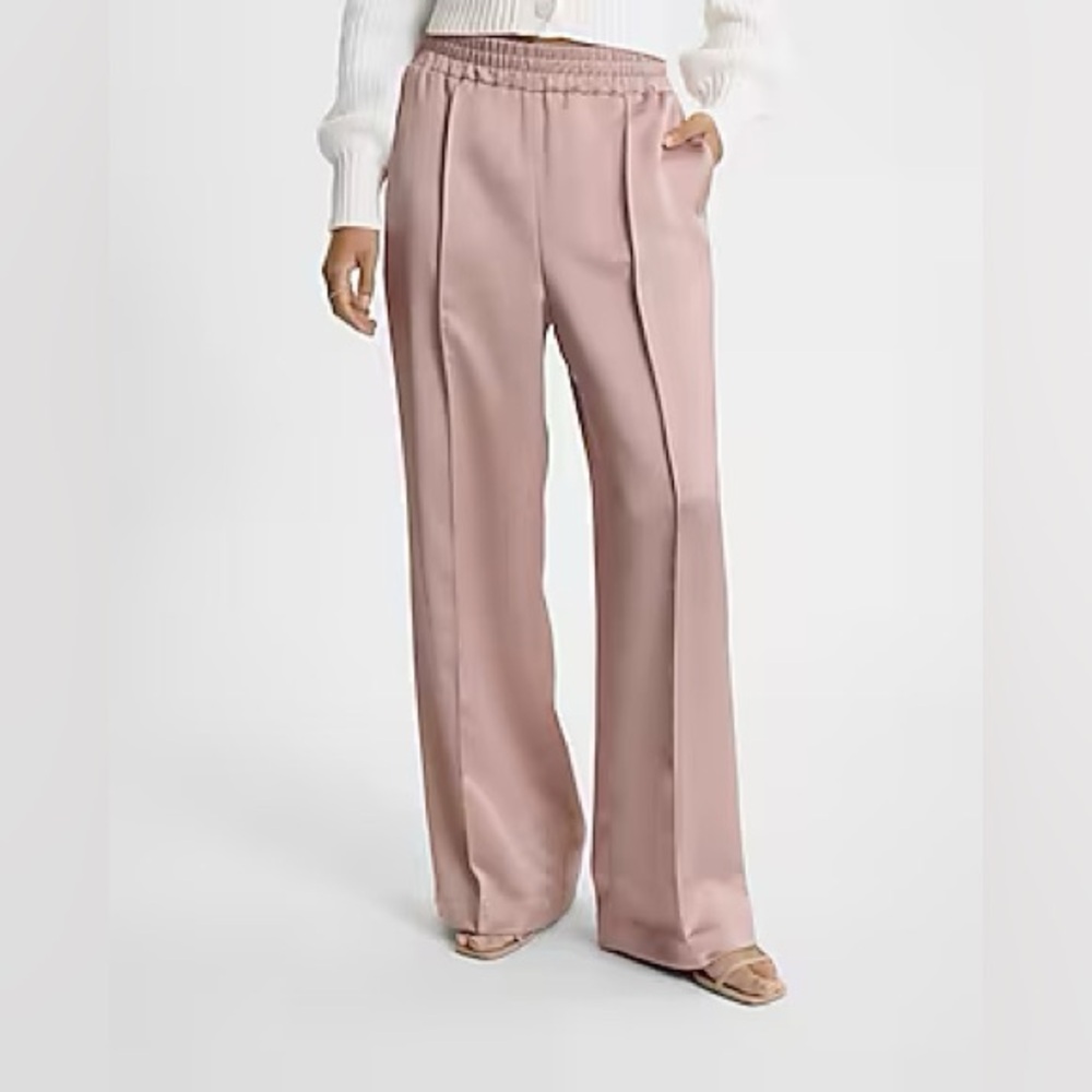 Express NWT XL High Waisted Satin Pintuck Pull On Trousers